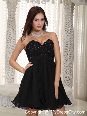 Black Sweetheart Chiffon Beading Prom Cocktails Dresses on Sale