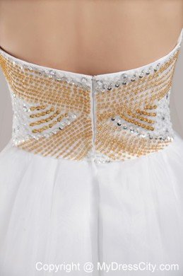 White Strapless Short Cocktail Dress for Celebrity with Beading