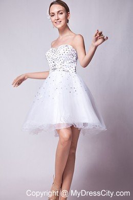 White A-line Sweetheart Cocktails Dresses with Organza Beading