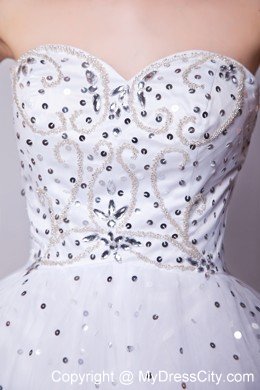 White A-line Sweetheart Cocktails Dresses with Organza Beading