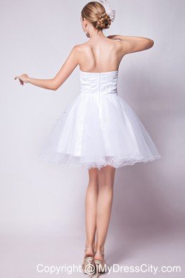 White A-line Sweetheart Cocktails Dresses with Organza Beading