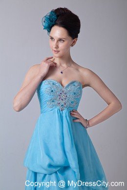 Baby Blue Sweetheart Appliques High-low Cocktail Dress with Chiffon