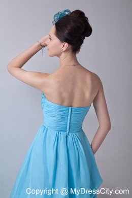 Baby Blue Sweetheart Appliques High-low Cocktail Dress with Chiffon