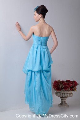 Baby Blue Sweetheart Appliques High-low Cocktail Dress with Chiffon