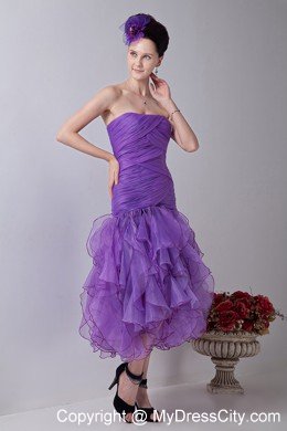 Mermaid Purple Homecoming Cocktail Dresses Dress with Ruches