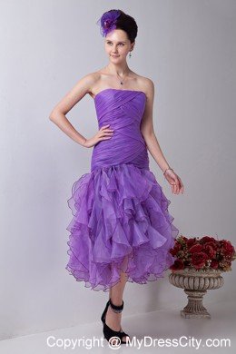 Mermaid Purple Homecoming Cocktail Dresses Dress with Ruches