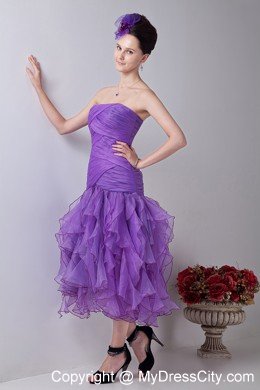 Mermaid Purple Homecoming Cocktail Dresses Dress with Ruches