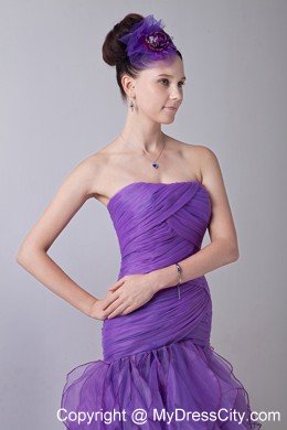 Mermaid Purple Homecoming Cocktail Dresses Dress with Ruches