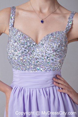 2013 Lilac Empire Straps Chiffon Short Cocktail Dress with Beading