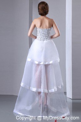 White Sweetheart High-low Cocktail Dress for Prom with Beading