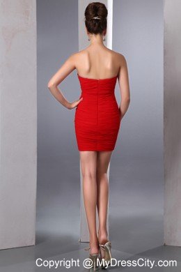 Red Column Sweetheart Short Cocktail Dress with Appliques