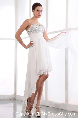 White Empire Sweetheart High-low Cocktail Dress for Prom Beading