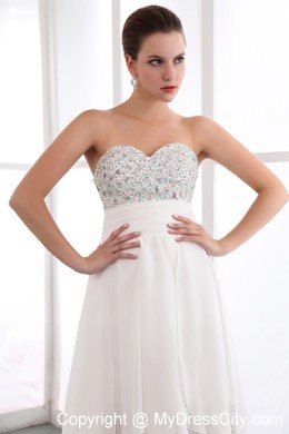 White Empire Sweetheart High-low Cocktail Dress for Prom Beading