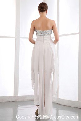 White Empire Sweetheart High-low Cocktail Dress for Prom Beading