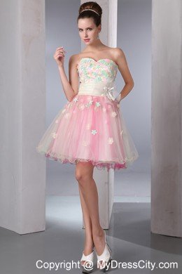 Colorful A-line Sweetheart Organza Appliques Cocktail Dress 2013