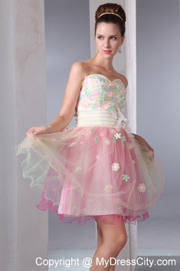 Colorful A-line Sweetheart Organza Appliques Cocktail Dress 2013