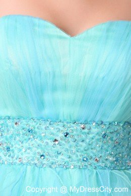 Aqua Blue Sweetheart High-low Cocktail Party Dresses with Organza