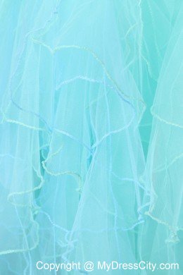 Aqua Blue Sweetheart High-low Cocktail Party Dresses with Organza