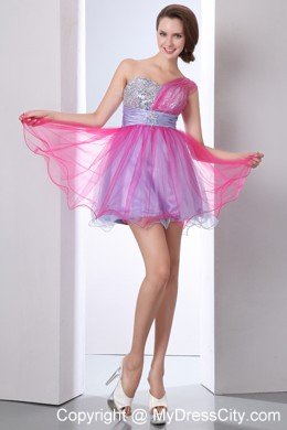 Multi-color A-line One Shoulder Beading Cocktails Dresses Organza