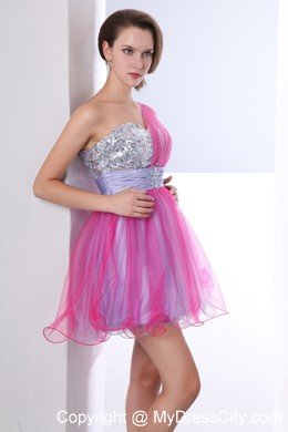 Multi-color A-line One Shoulder Beading Cocktails Dresses Organza