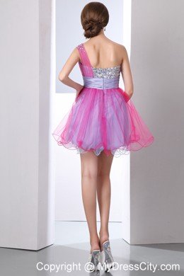 Multi-color A-line One Shoulder Beading Cocktails Dresses Organza