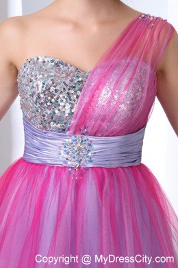 Multi-color A-line One Shoulder Beading Cocktails Dresses Organza