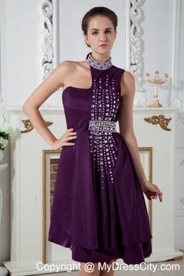 Eggplant Purple Asymmetrical Girls Cocktail Dresses with Beading