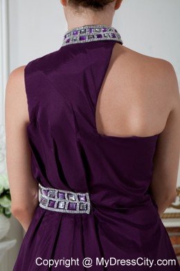 Eggplant Purple Asymmetrical Girls Cocktail Dresses with Beading