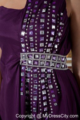 Eggplant Purple Asymmetrical Girls Cocktail Dresses with Beading