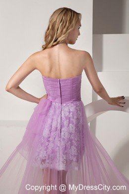 Lavender Strapless High-low Appliques Cocktail Party Dresses