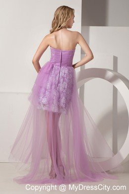 Lavender Strapless High-low Appliques Cocktail Party Dresses