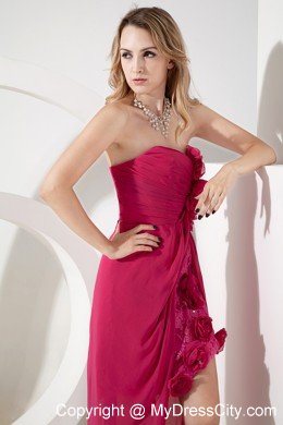 Hot Pink Sweetheart High-low Lace Cocktail Dress for Prom 2013