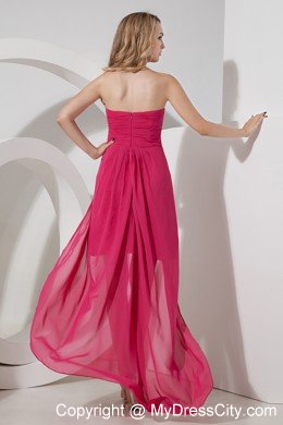 Hot Pink Sweetheart High-low Lace Cocktail Dress for Prom 2013