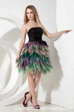 Multi-color A-line Tulle Homecoming Cocktail Dresses with Ruffles