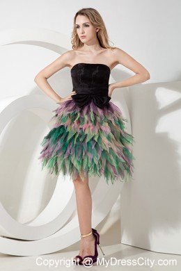 Multi-color A-line Tulle Homecoming Cocktail Dresses with Ruffles