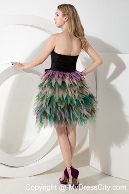 Multi-color A-line Tulle Homecoming Cocktail Dresses with Ruffles