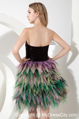 Multi-color A-line Tulle Homecoming Cocktail Dresses with Ruffles