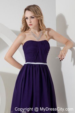 2013 Purple Strapless Ruches Short Semi-formal Dress with Chiffon