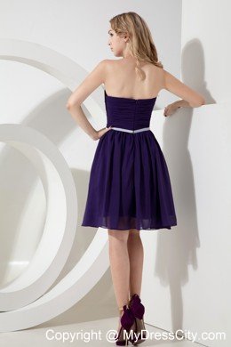 2013 Purple Strapless Ruches Short Semi-formal Dress with Chiffon