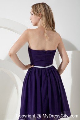 2013 Purple Strapless Ruches Short Semi-formal Dress with Chiffon