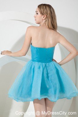 Baby Blue A-line Ruched and Beading Sweetheart Short Cocktail Dress