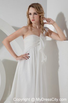 White Empire One Shoulder Short Prom Cocktail Dress with Chiffon