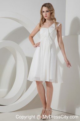 White Empire One Shoulder Short Prom Cocktail Dress with Chiffon