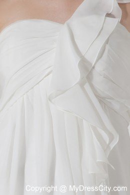 White Empire One Shoulder Short Prom Cocktail Dress with Chiffon