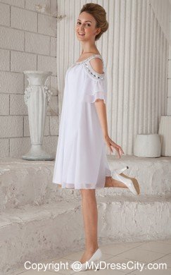2013 Simple Asymmetrical White Chiffon Empire Cocktail Dress