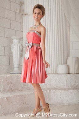 Watermelon Red Strapless Sash Pleat Homecoming Cocktail Dresses