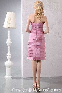 Discount Pink Column Sweetheart Ruffled Layers Cocktails Dresses