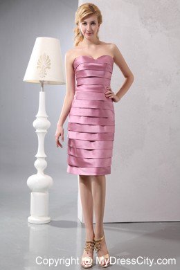 Discount Pink Column Sweetheart Ruffled Layers Cocktails Dresses