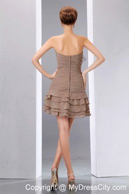 Elegant Brown Beading Cocktail Reception Dresses with Ruffled Layers