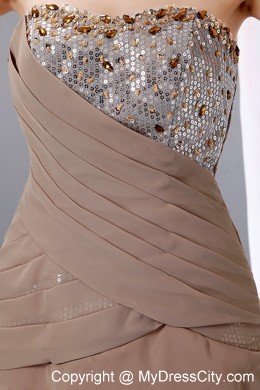 Elegant Brown Beading Cocktail Reception Dresses with Ruffled Layers